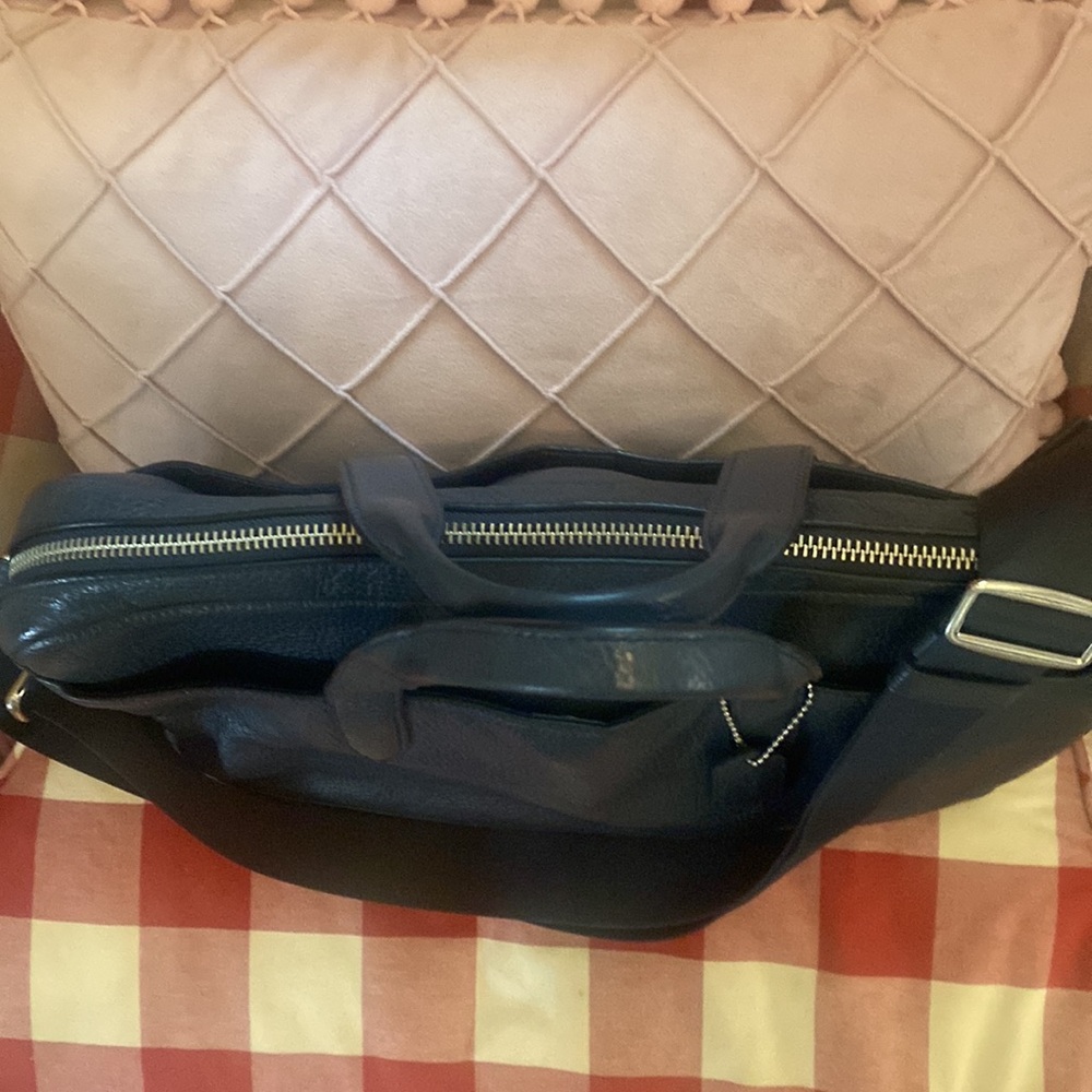 π Coach F11319 Briefcase Graphite Pebbled Leather Business Work laptop Bag - Picture 8 of 8
